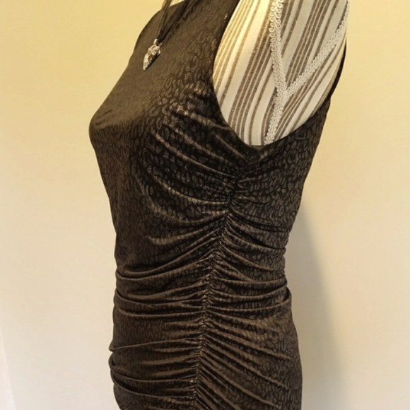 Forever 21 Asymetrical Cinched Black with Silver Shimmer Leopard Print Dress - Picture 11 of 12